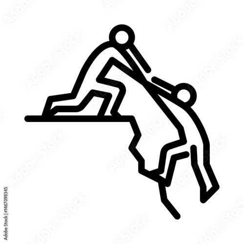 helping friend outline icon. figure helping friend line art illustration.