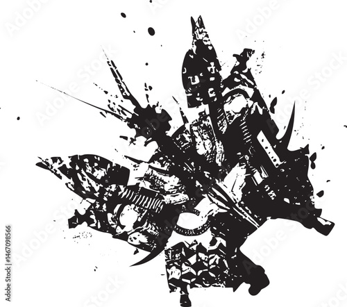 Abstract emerge from a chaotic splatter of black ink on white.
