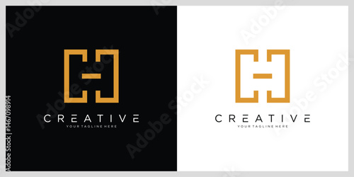 Initial H or HH letter logo design vector template