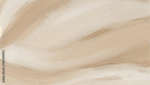 Abstract texture background in white and beige shades. Hand painted textured acrylic template. Neutral illustration with paint brush strokes. Contemporary minimal artwork. Modern canvas painting