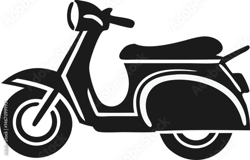 Stylized scooter silhouette black vector illustration