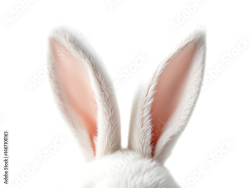 Close up of fluffy white bunny ears.
