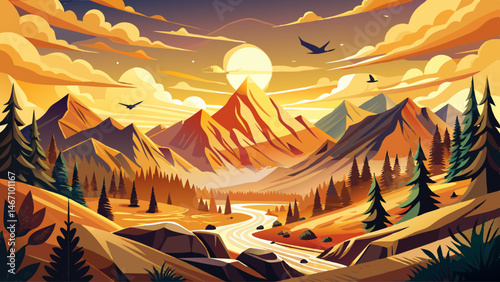 
This vector concept captures the essence of adventure, natural beauty, and tranquility — perfect for outdoor brands, travel graphics, or eco-tourism illustrations that celebrate nature’s grandeur.