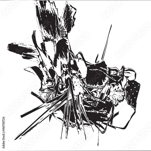 A tangled pile of dark wood fragments rests on a textured surface.