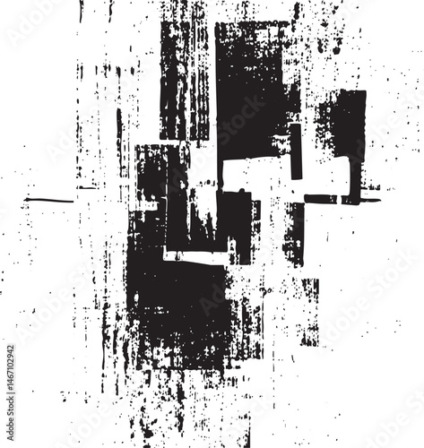 Distorted Black and White Geometric Shapes Intertwine