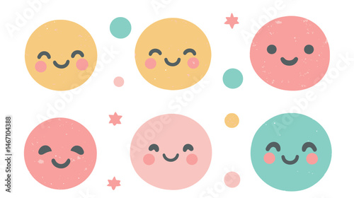 Cute Smiling Element Vector Graphic Design – Adorable Happy Face Icon in Flat Style