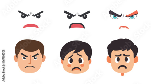 Decisive Face Vector Graphic Design – Bold Expression Icon in Minimalist Style