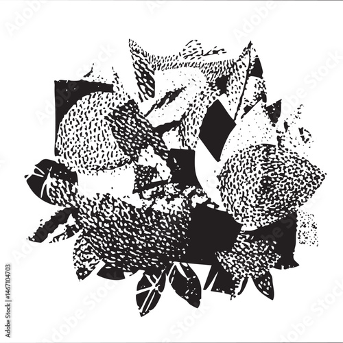 A cluster of textured citrus fruits forms a stylized floral arrangement.