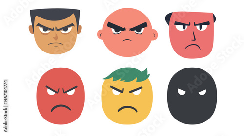 Decisive Face Vector Graphic Design – Bold Expression Icon in Minimalist Style
