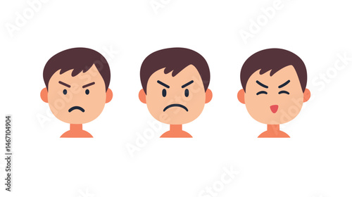 Decisive Face Vector Graphic Design – Bold Expression Icon in Minimalist Style