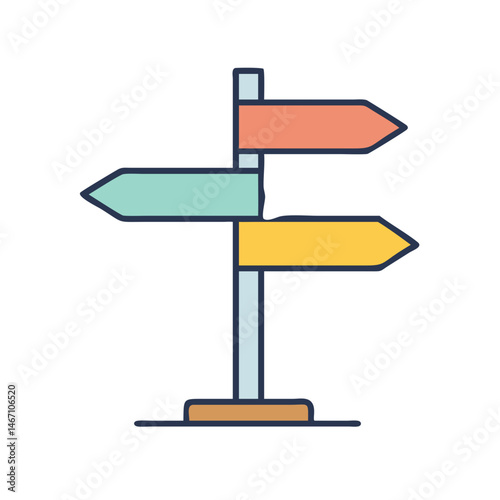 Illustration of direction signpost roadsign arrow sign direction wayfinding location guidepost map