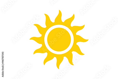 Hand drawn sun with rays flat icon