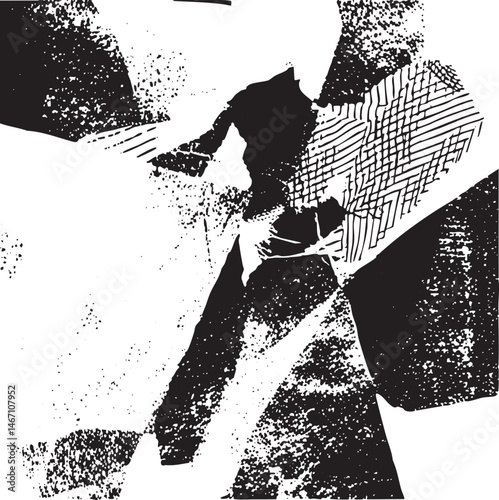 A fragmented silhouette dramatically overlaps a textured woven .