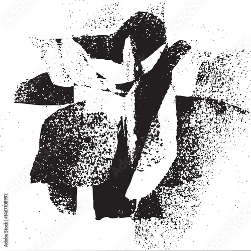 A blurred monochrome silhouette of a human head emerges from a textured background.