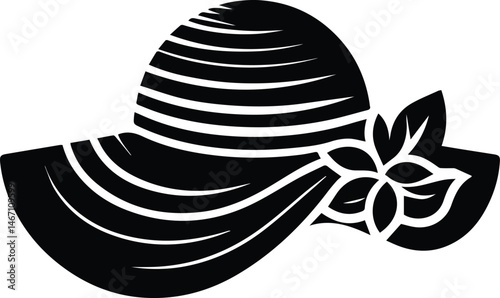 Summer sunhat silhouette vector art icon design