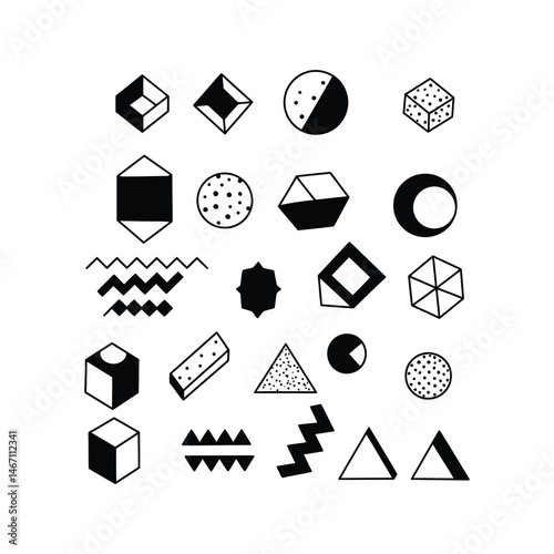 Bold Black Icon Set: A Minimalist Graphic Design Collection