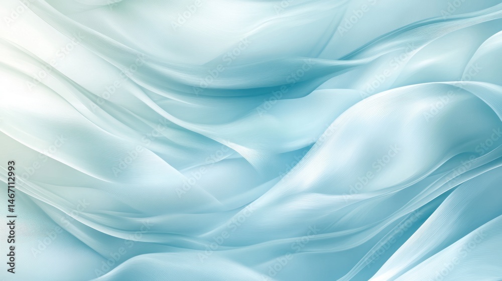 Naklejka premium Abstract flowing light blue fabric waves.