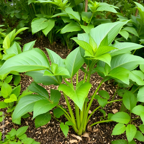Kava Kava plant Piper methysticum growing in a garden setting. Concept Gardening, Kava Kava Plant, Herbal Plants, Tropical Gardening, Outdoor Landscaping
