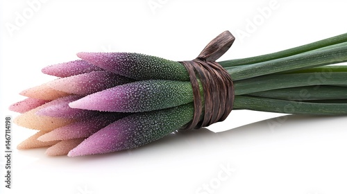 Bundle of vibrant,  petal-like flower buds,  in pastel shades, tied together