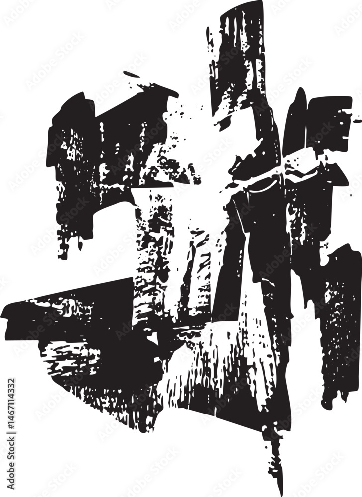 Obraz premium Abstract black and white of fragmented forms.