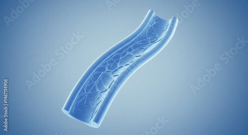 Microscopic Vessel Network: Intricate 3D Render of a Blood Vessel's Internal Structure