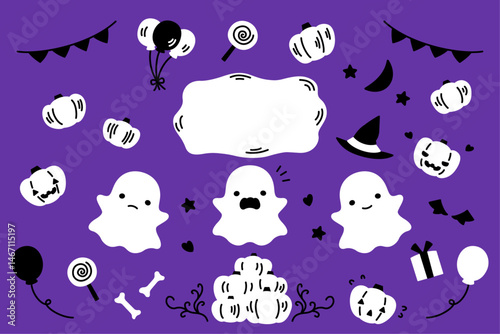 ハロウィンとかぼちゃおばけのかわいいイラスト