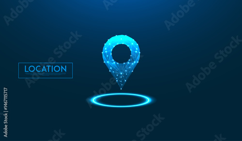Glowing Location mark in dark background for tech and others purposes.
