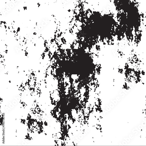 Abstract black and white splatter dominates the .