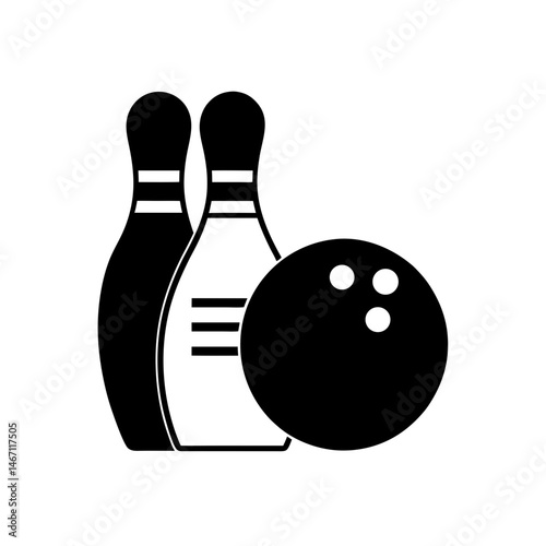 bowling ball with pins and scorecard on white