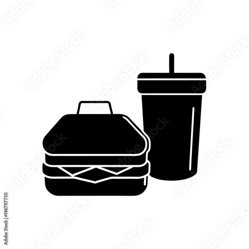 sandwich with drink and lunchbox vector 