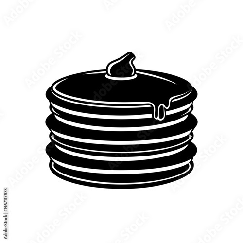a big stack of pancakes with syrup and butter  