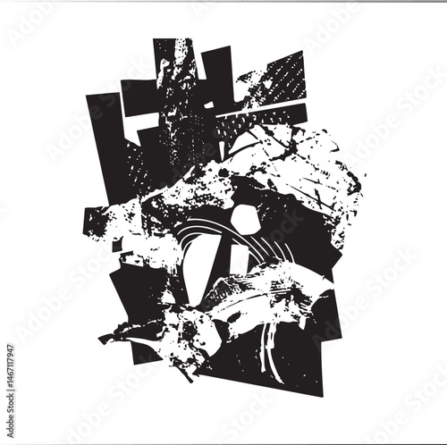 Abstract geometric shapes overlap and intersect on a white background.