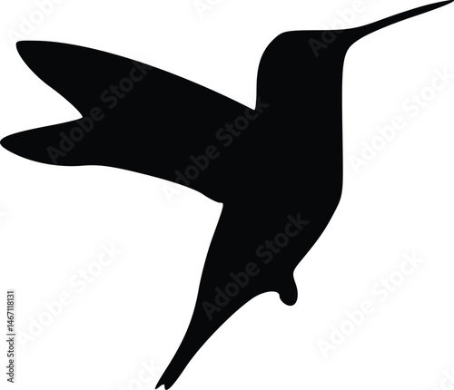 Adobe IllustraVector EPS Black Silhouette of a Hummingbird in Flight - Elegant Nature Illustration for Design and Art Projectstor Artwork