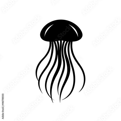 a glowing jellyfish in the deep ocean   on white