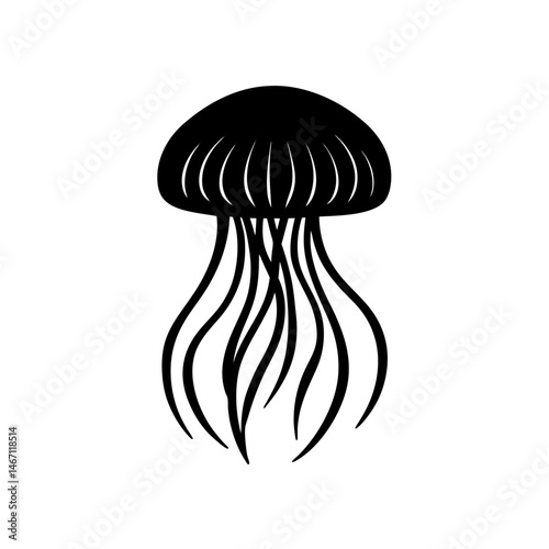 a glowing jellyfish in the deep ocean   on white 