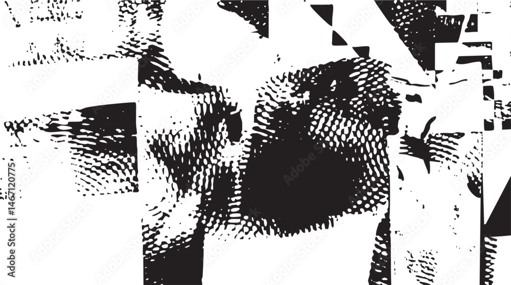 Fototapeta premium A grayscale abstract depicts a fragmented animal silhouette.