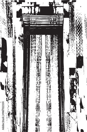 A weathered vertical pillar stands against a textured background.