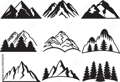 Mountain Silhouettes Vector Adventure Nature Outdoor Landscape Peaks