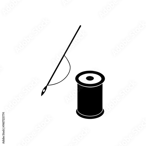 sewing needle and thread  a single sewing needle 