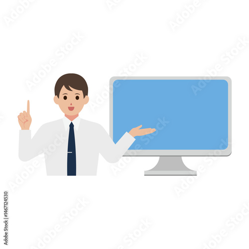 ンライン化を推奨する男性のイメージイラスト