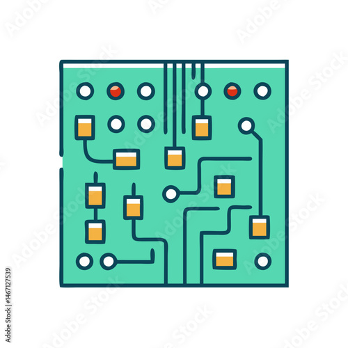 Illustration of integrated circuit microchip processor technology computer hardware component