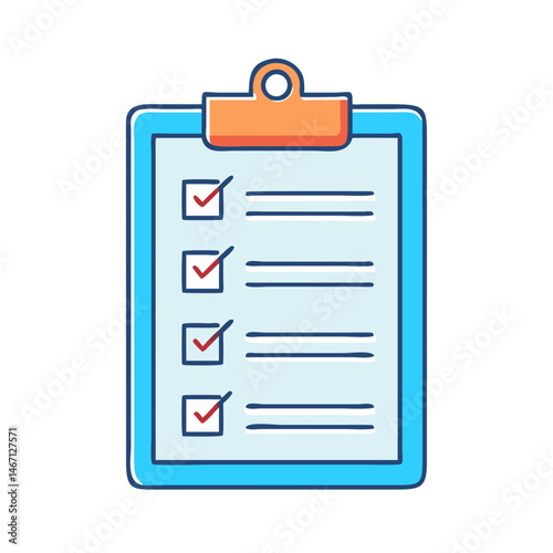 Clipboard checklist task list survey form document with check marks and lines for business