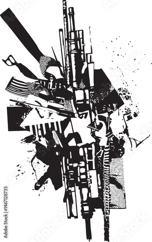 A chaotic assemblage of various tools and implements forms a dense layered composition.