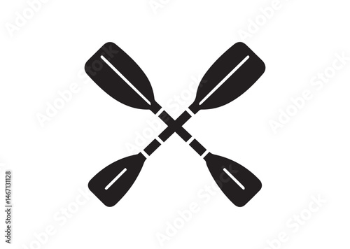 Crossed Canoe Boat Paddle Silhouette Vector
