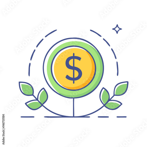 Investment growth concept with dollar coin tree for financial success and wealth creation