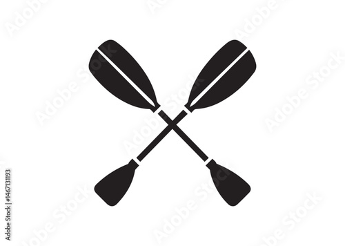 Crossed Canoe Boat Paddle Silhouette Vector