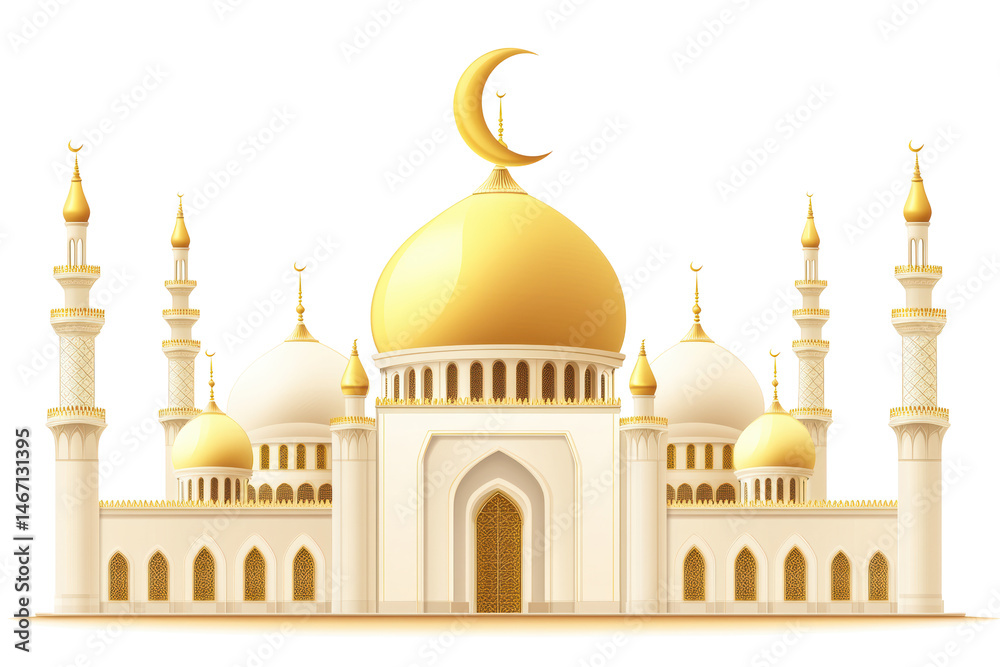 Obraz premium Magnificent Golden Dome Mosque: Architectural Marvel of Islamic Design