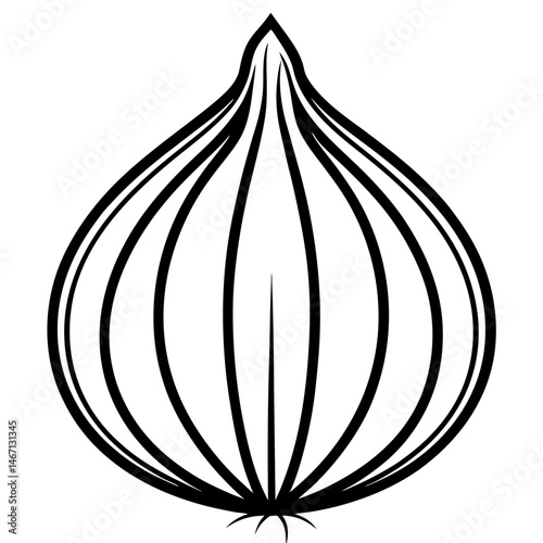 Flat Design Garlic Icon in Line Art
