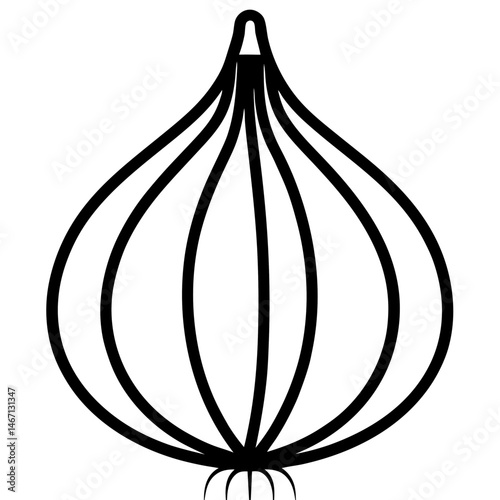 Flat Design Garlic Icon in Line Art
