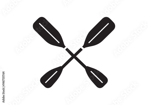 Crossed Canoe Boat Paddle Silhouette Vector